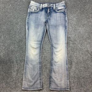 Vintage Rock Revival Jeans Women 29 Raven Boot Cut Light Wash Denim Flap Pocket